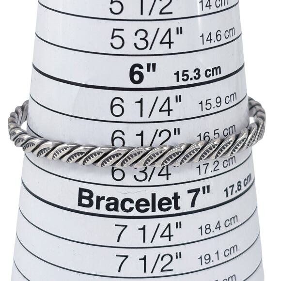 Southwest Hand Tooled Cuff Bracelet | Vintage Sterling Silver 925 | 6.5" - Picture 8 of 10